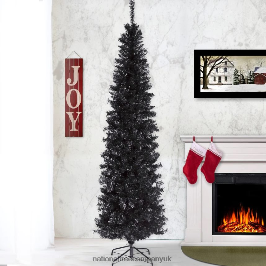 Trees | National Tree Company Artificial Christmas Tree Black Tinsel Includes Stand 6 feet F2L4F143